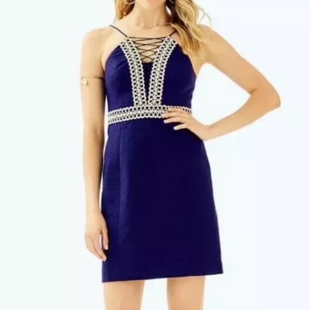 LILLY PULITZER TRISTA Shift Dress True Navy 2 NWT